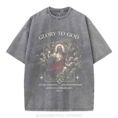 Glory To God Christian Washed T-Shirt