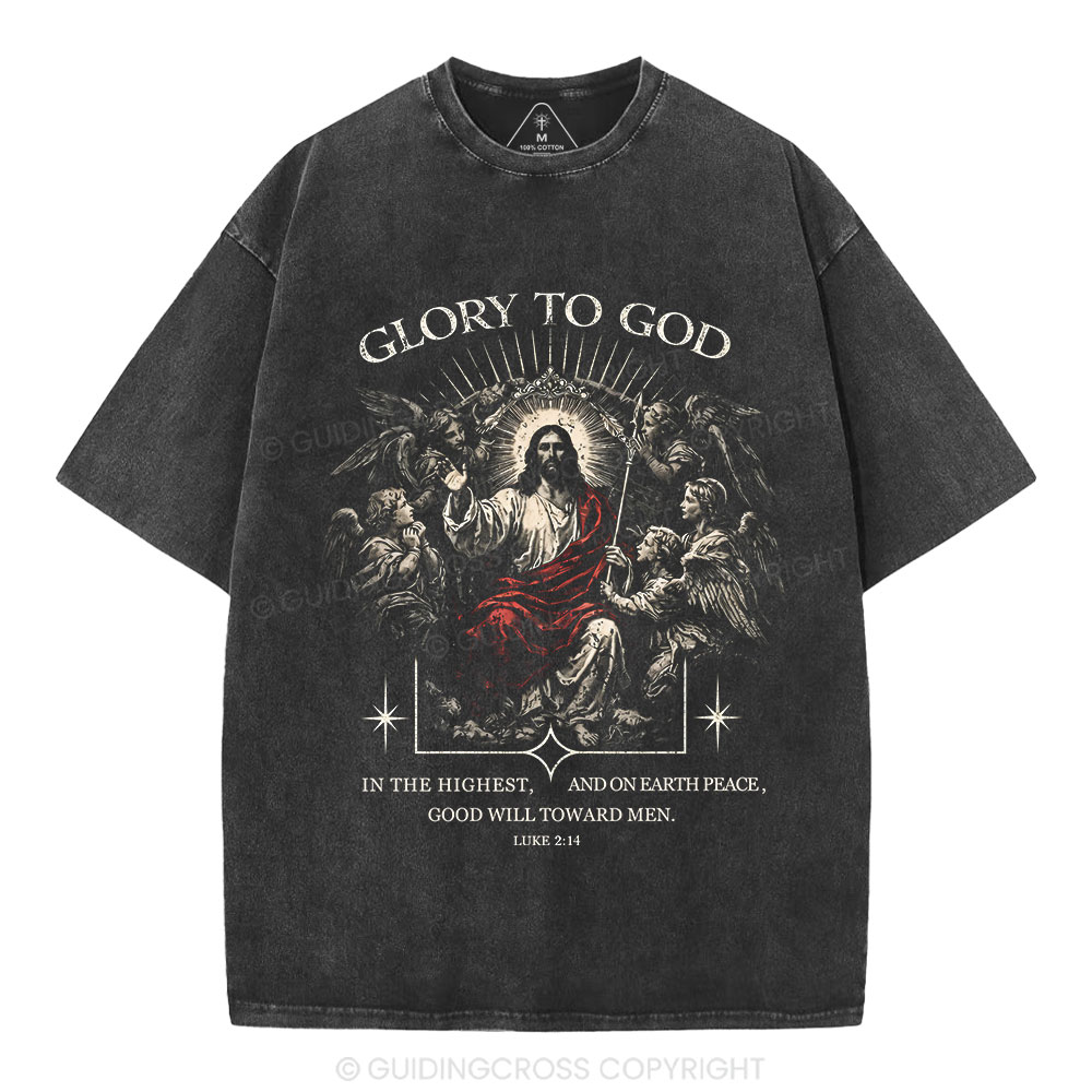 Glory To God Christian Washed T-Shirt