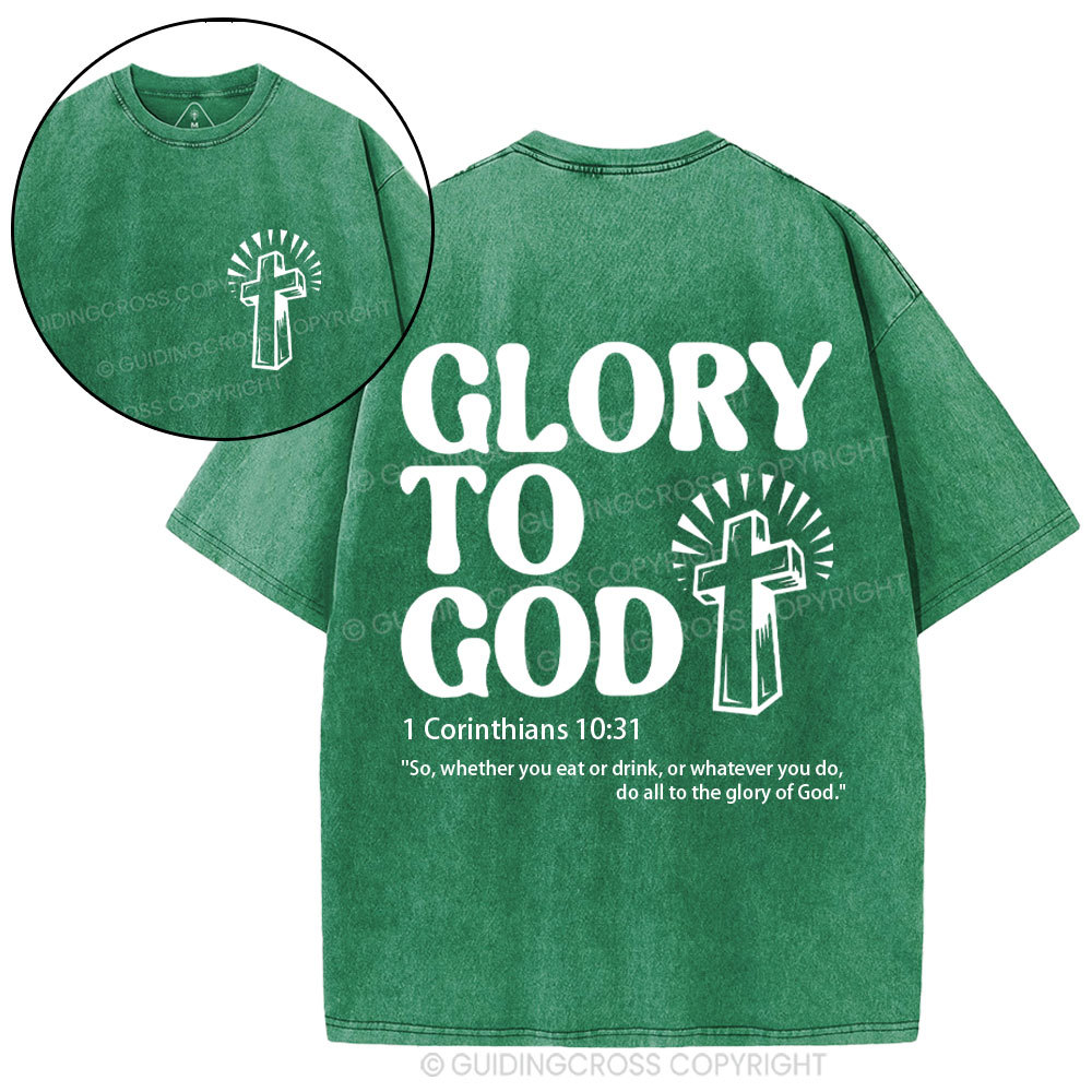 Glory To God Christian Washed T-Shirt