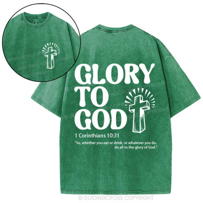 Glory To God Christian Washed T-Shirt