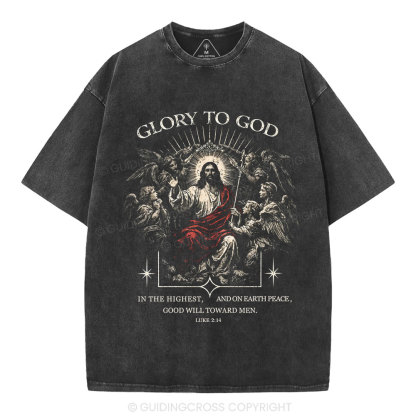 Glory To God Christian Washed T-Shirt