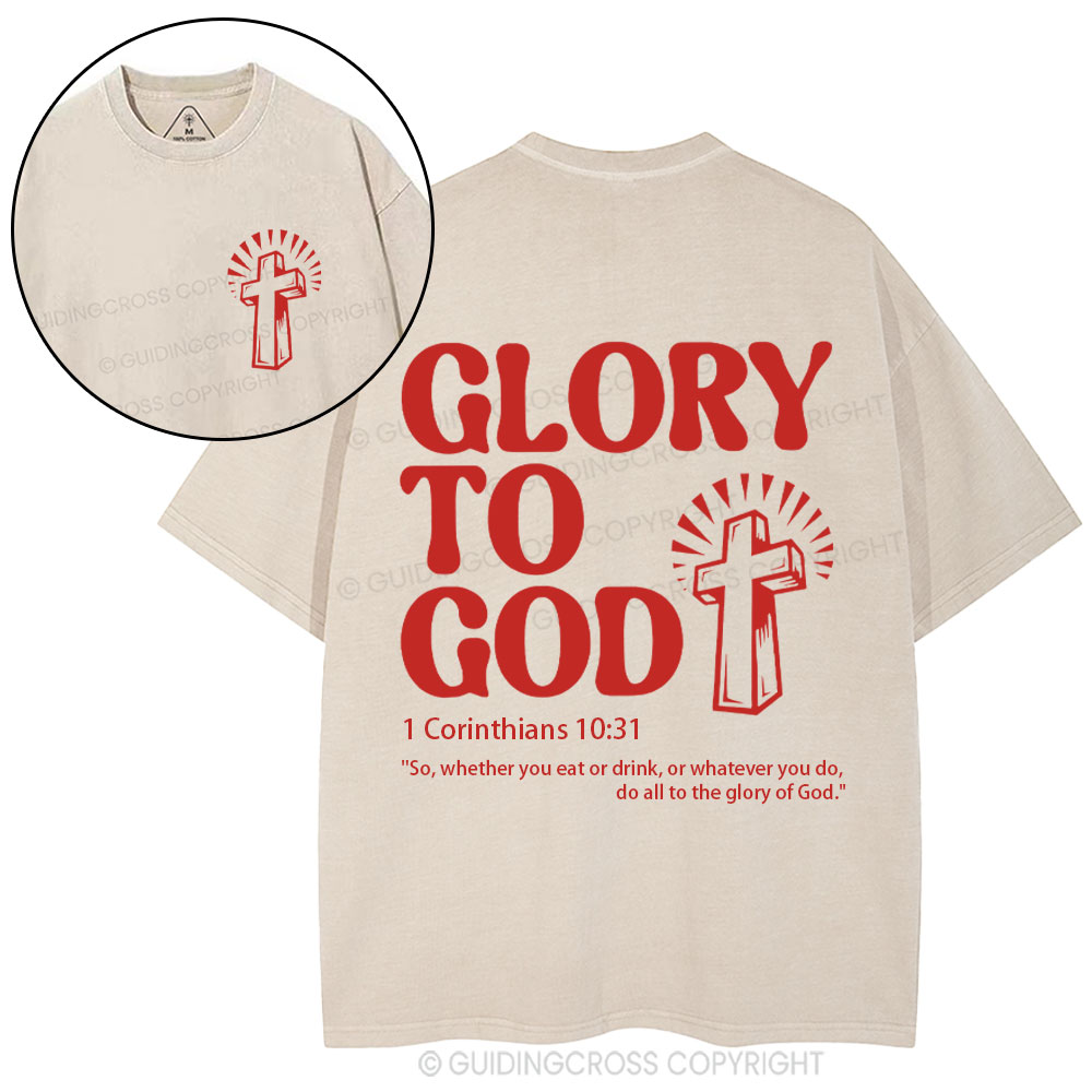 Glory To God Christian Washed T-Shirt