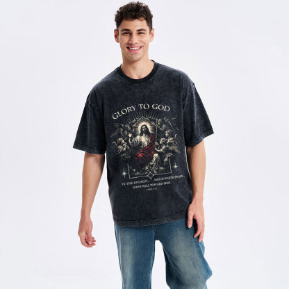 Glory To God Christian Washed T-Shirt