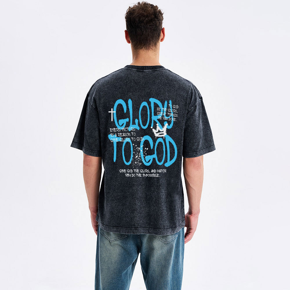 Glory To God Christian Washed T-Shirt