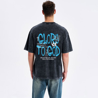 Glory To God Christian Washed T-Shirt