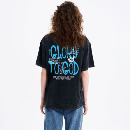 Glory To God Christian Washed T-Shirt