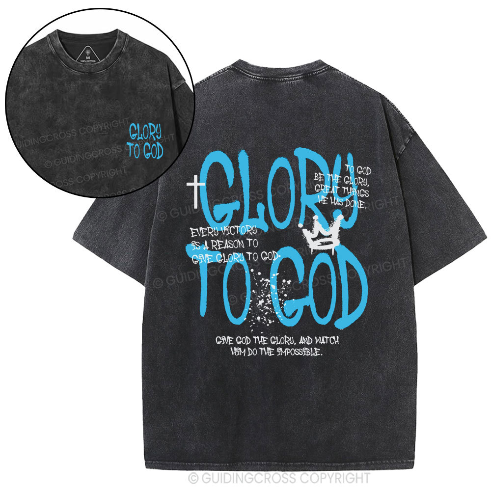 Glory To God Christian Washed T-Shirt