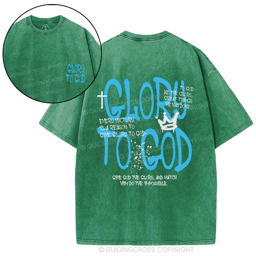 Glory To God Christian Washed T-Shirt