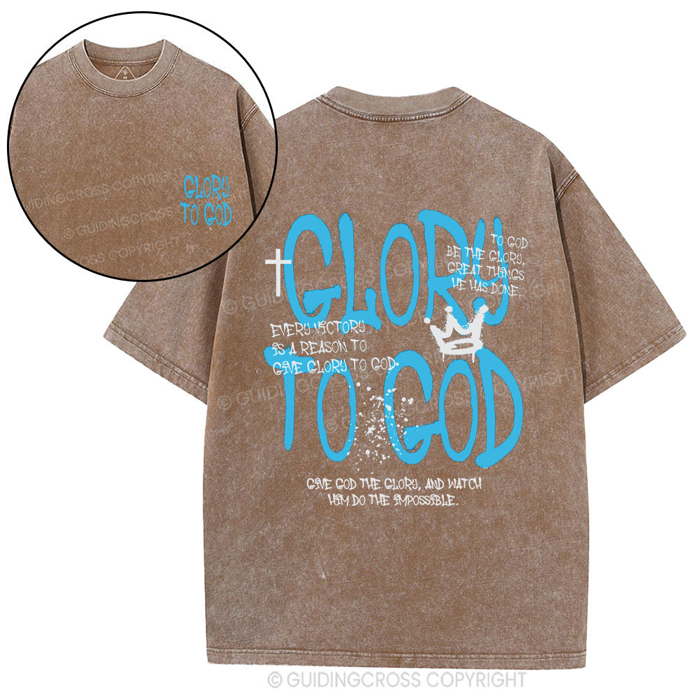 Glory To God Christian Washed T-Shirt