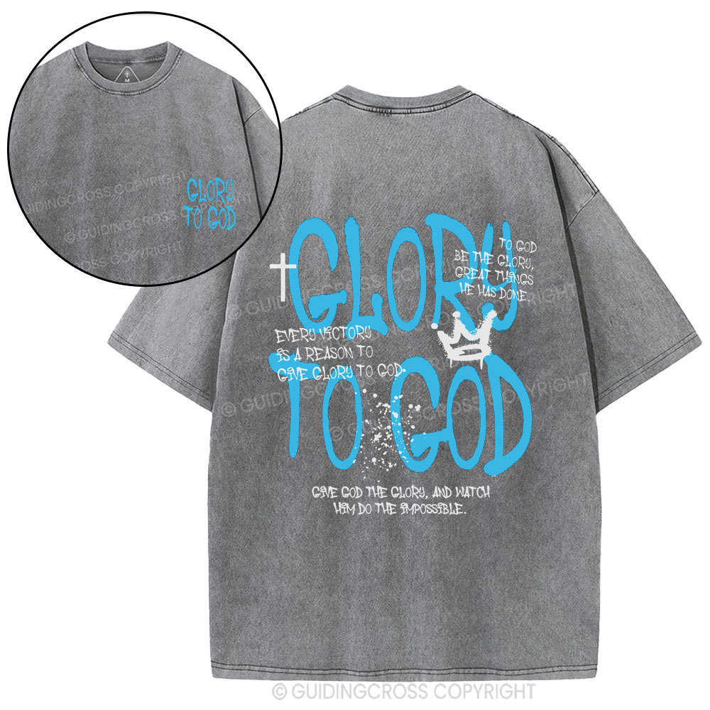 Glory To God Christian Washed T-Shirt
