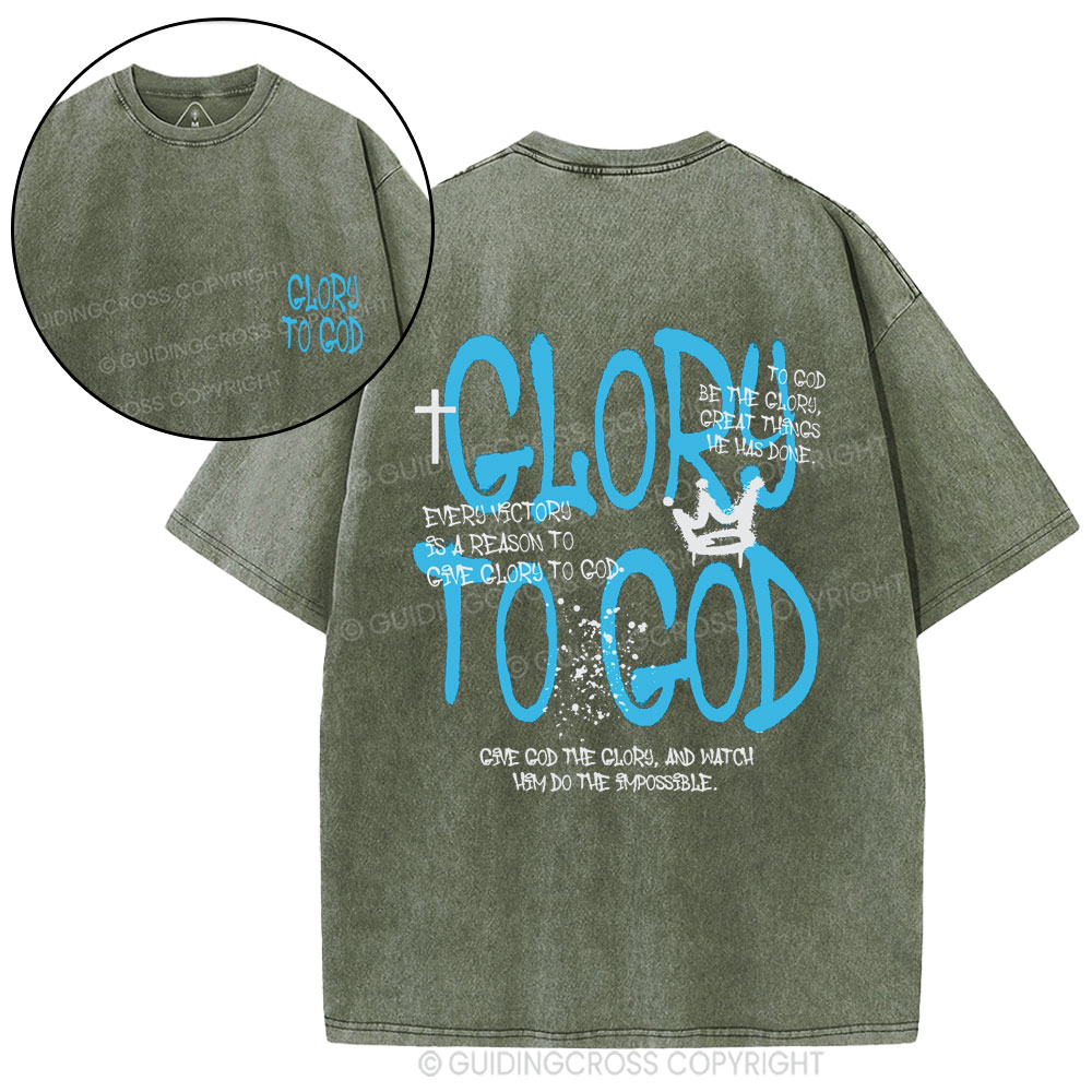 Glory To God Christian Washed T-Shirt