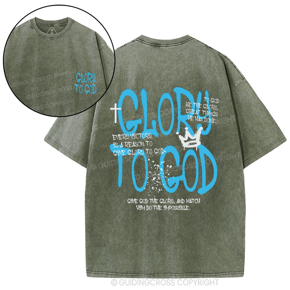 Glory To God Christian Washed T-Shirt