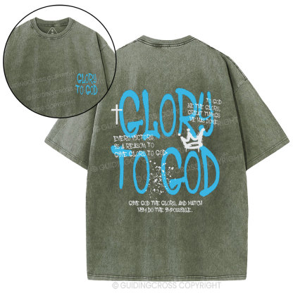 Glory To God Christian Washed T-Shirt