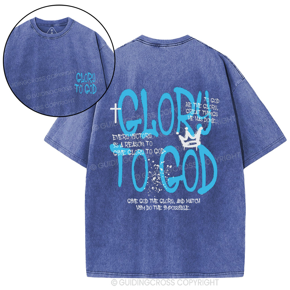 Glory To God Christian Washed T-Shirt