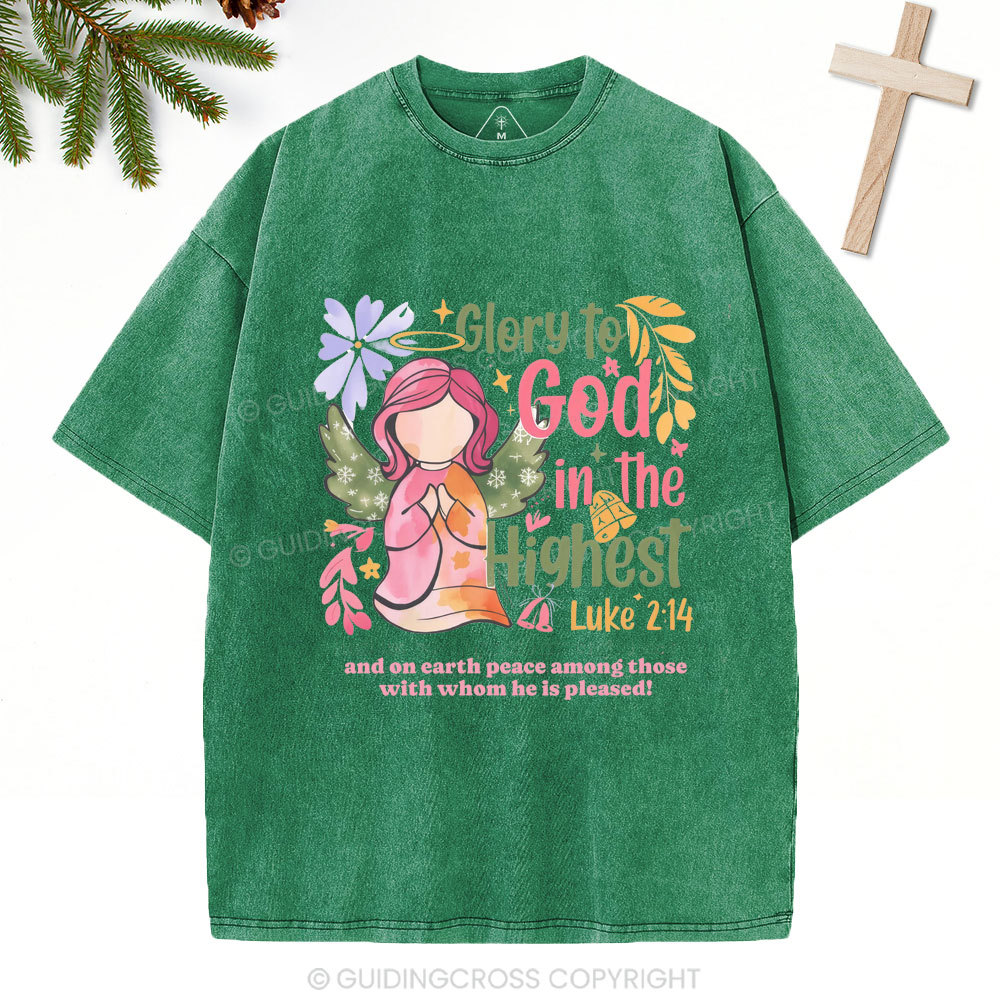 Glory To God In The Highest Chistian Christmas Washed T-Shirt