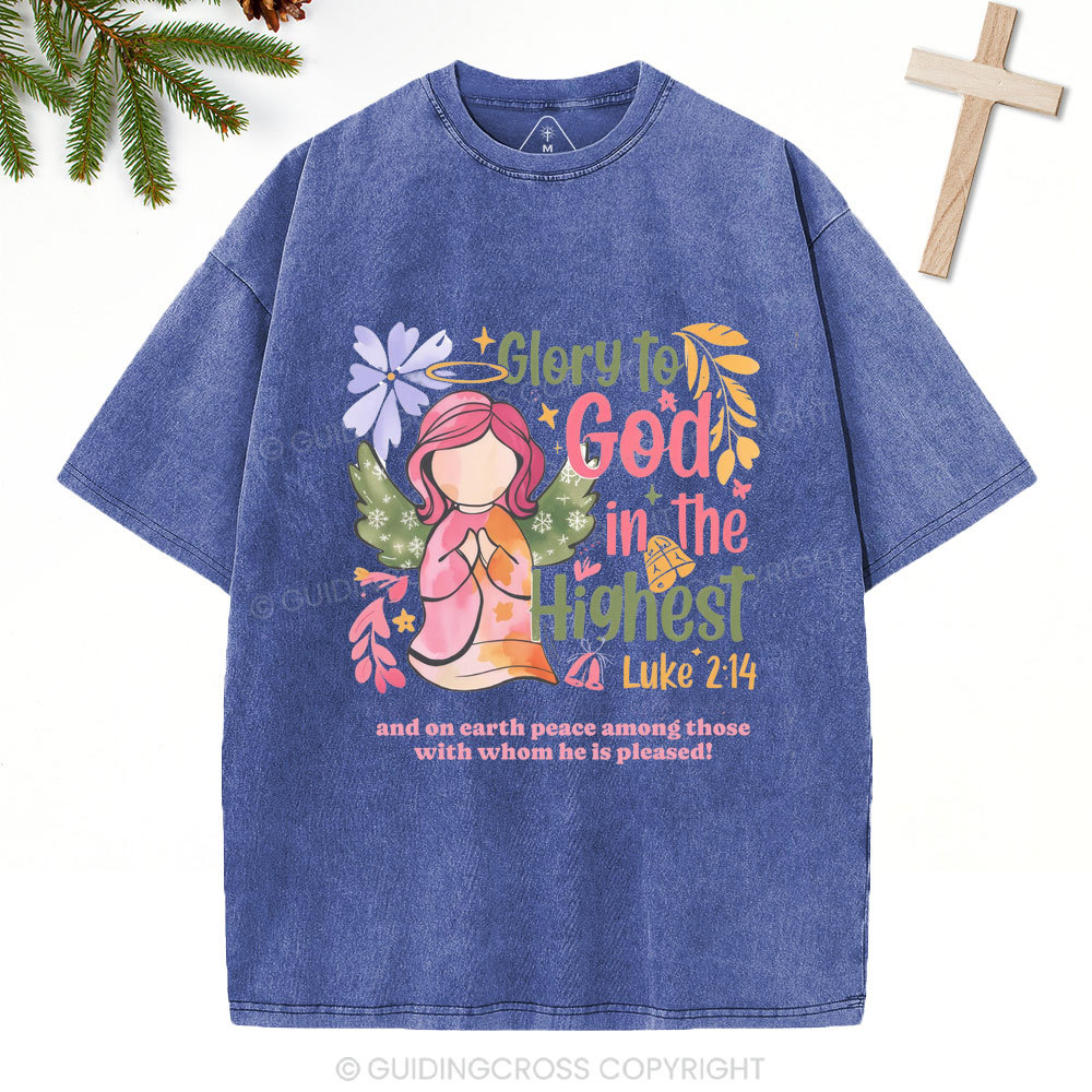 Glory To God In The Highest Chistian Christmas Washed T-Shirt