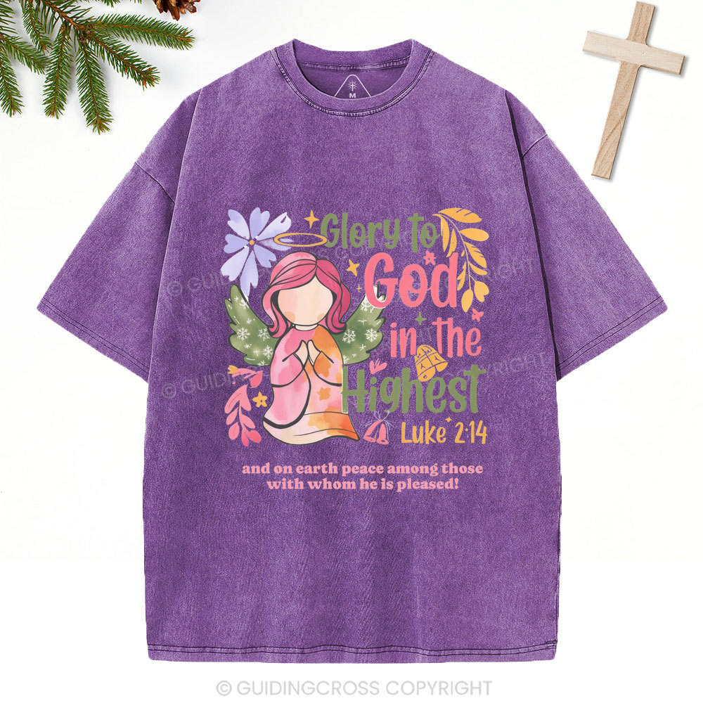 Glory To God In The Highest Chistian Christmas Washed T-Shirt