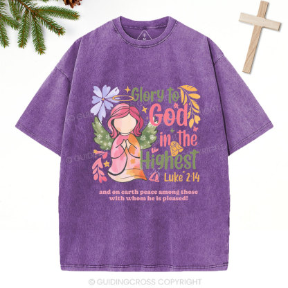Glory To God In The Highest Chistian Christmas Washed T-Shirt