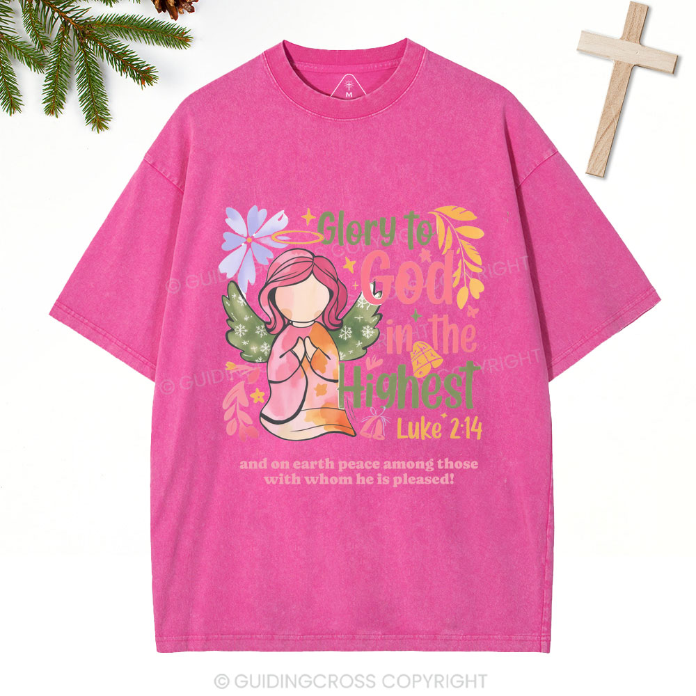 Glory To God In The Highest Chistian Christmas Washed T-Shirt