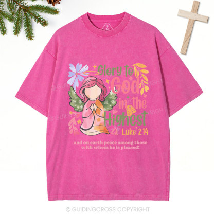 Glory To God In The Highest Chistian Christmas Washed T-Shirt