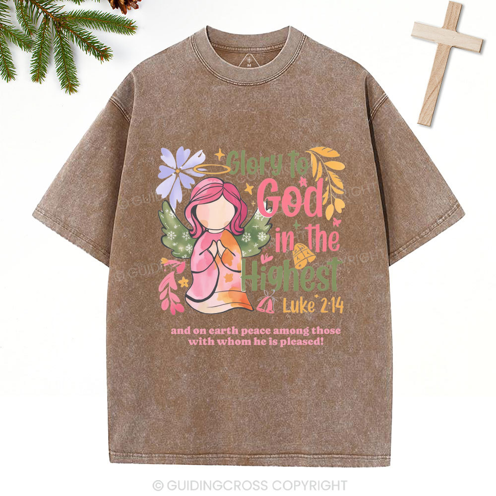 Glory To God In The Highest Chistian Christmas Washed T-Shirt