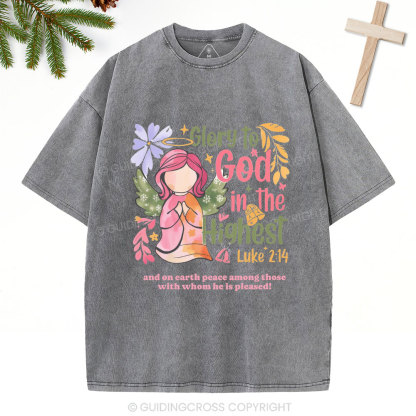 Glory To God In The Highest Chistian Christmas Washed T-Shirt