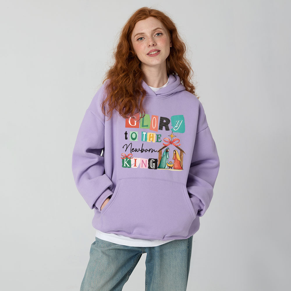 Glory To The New Born King Christmas Christian Fleece Hoodie Set