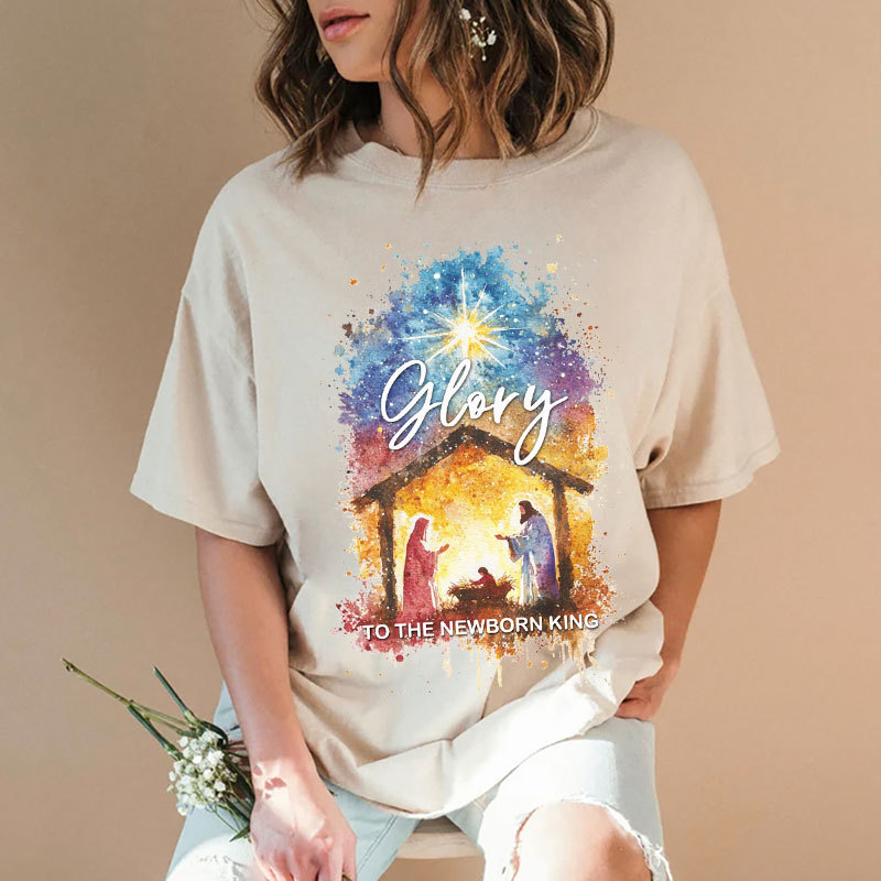 Glory To The Newborn King Christian Washed T-Shirt