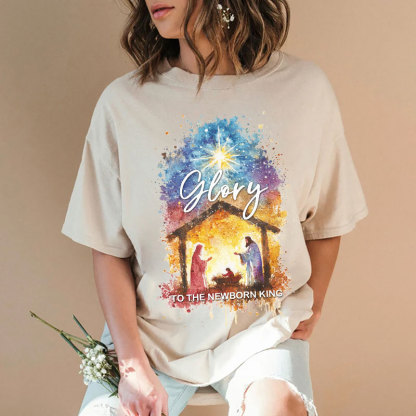 Glory To The Newborn King Christian Washed T-Shirt