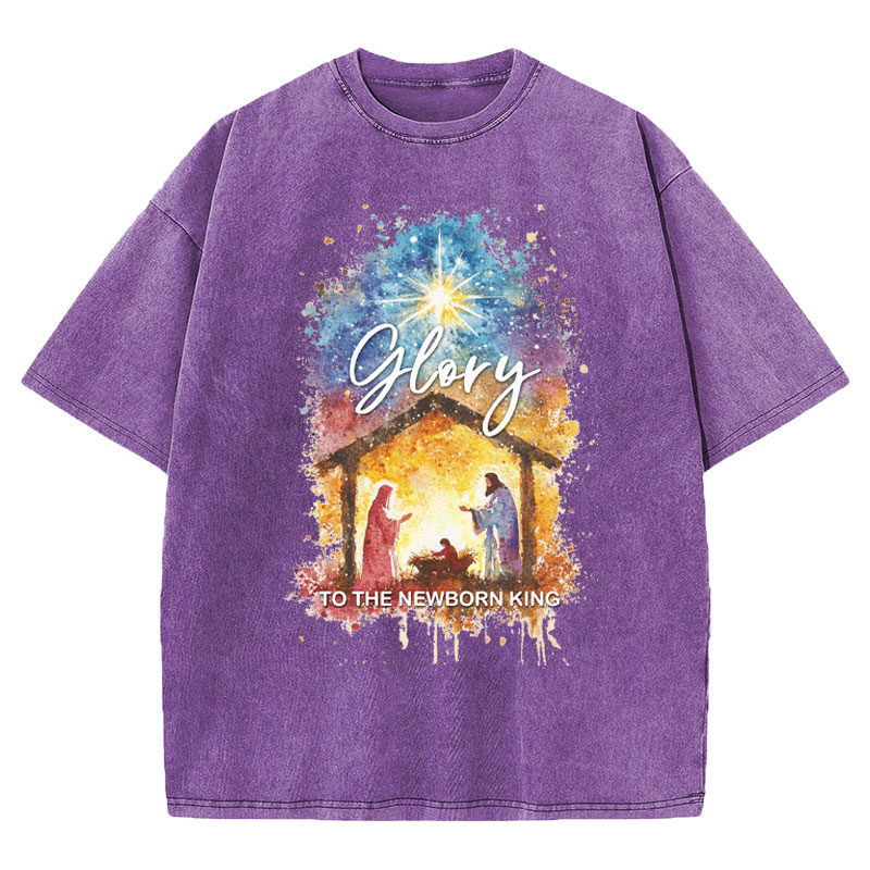 Glory To The Newborn King Christian Washed T-Shirt