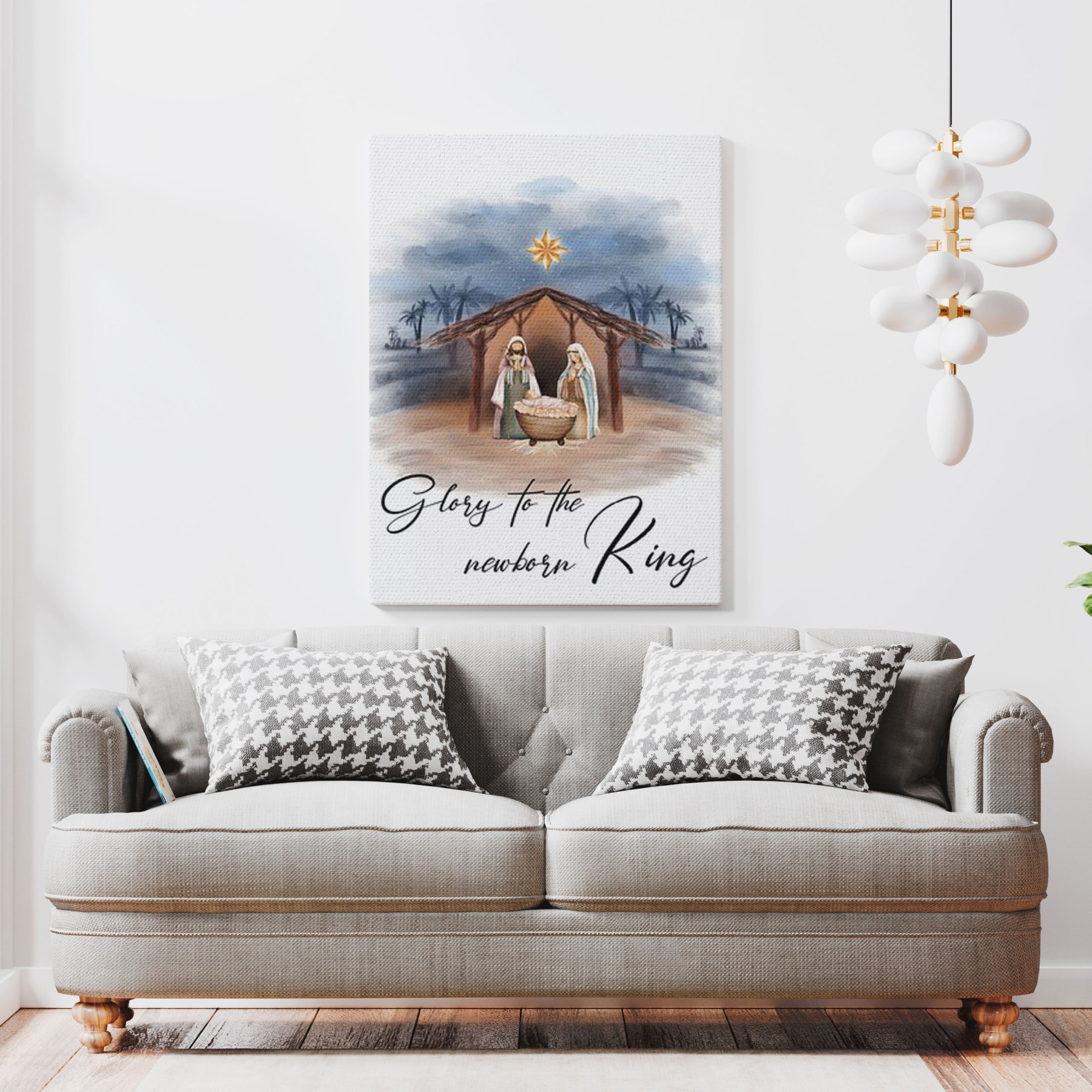 Glory To The New Born King Christian Canvas Wall Art