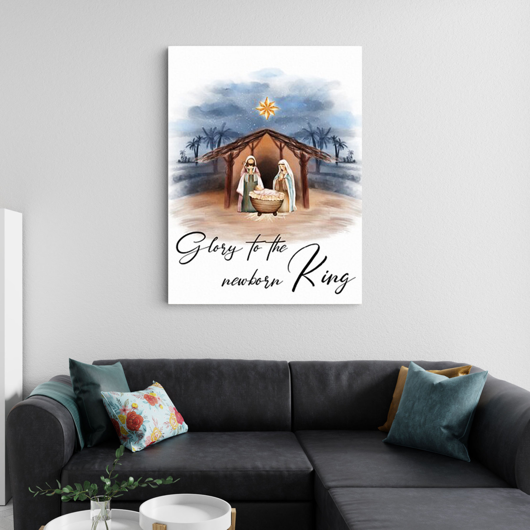 Glory To The New Born King Christian Canvas Wall Art