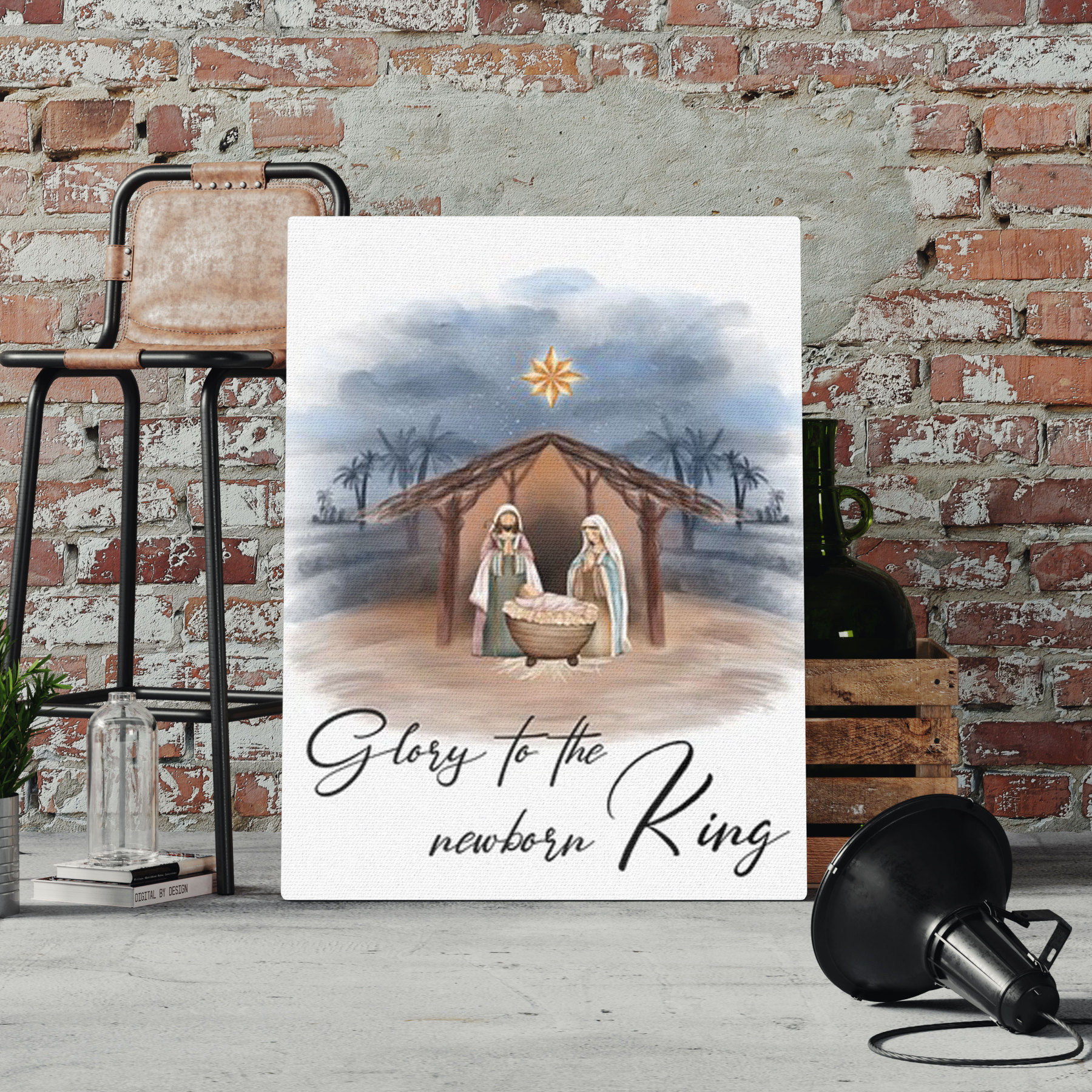 Glory To The New Born King Christian Canvas Wall Art