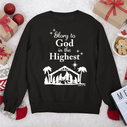 Glory to God In The Highest Christian Christmas Sweatshirt