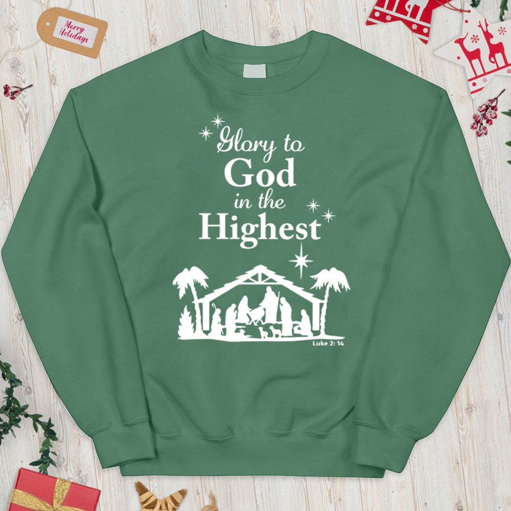 Glory to God In The Highest Christian Christmas Sweatshirt