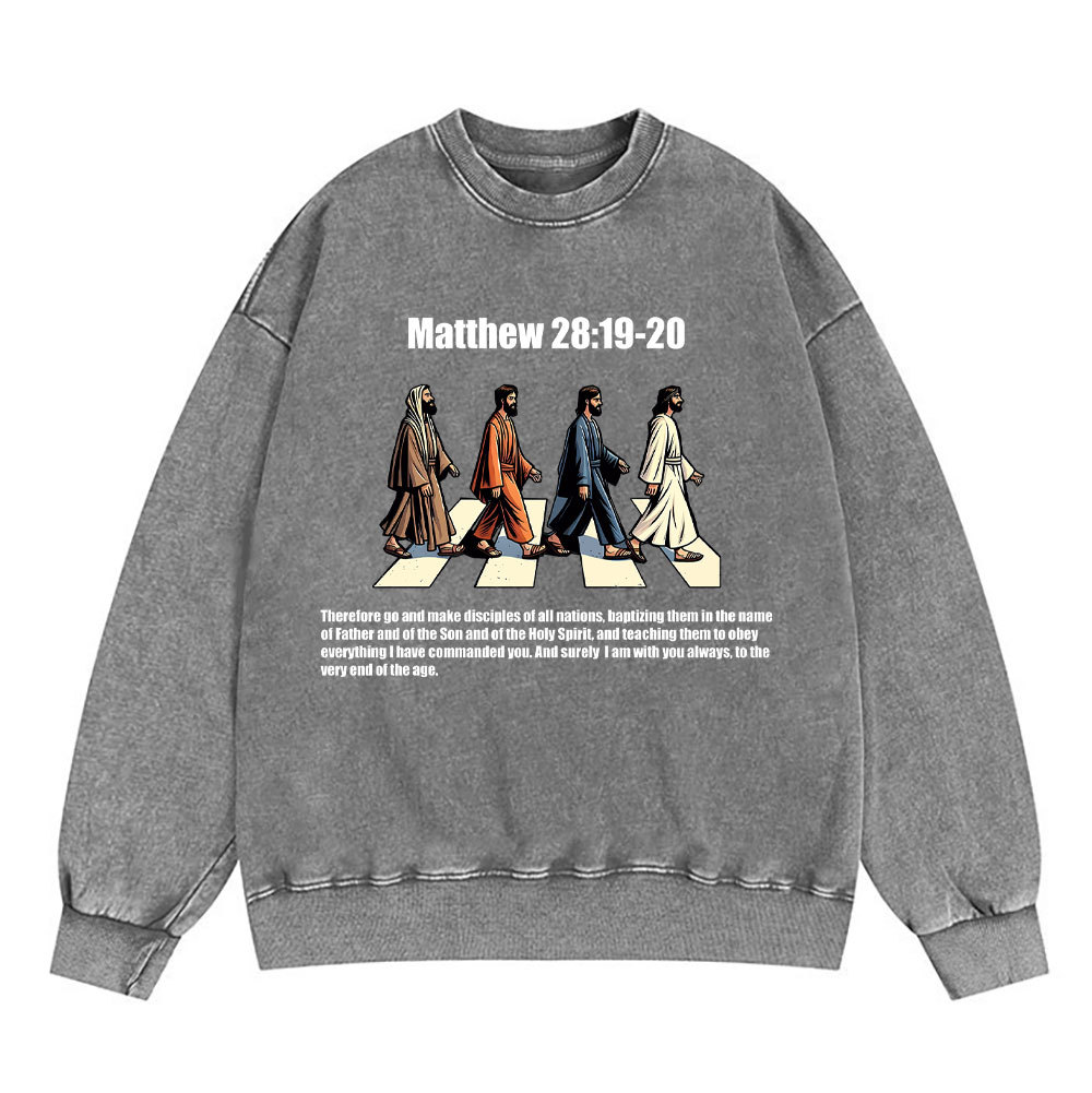 Go And Make Disciples Christian Washed Sweatshirt