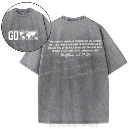 Go And Make Disciples Christian Washed T-Shirt