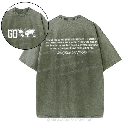 Go And Make Disciples Christian Washed T-Shirt