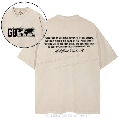 Go And Make Disciples Christian Washed T-Shirt