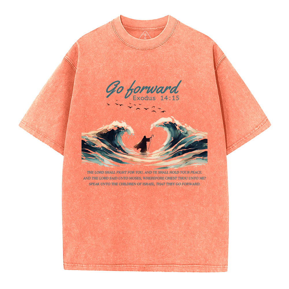 Go Forward Moses Christian Washed T-Shirt