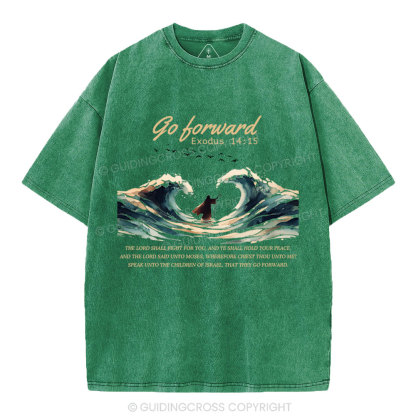 Go Forward Moses Christian Washed T-Shirt