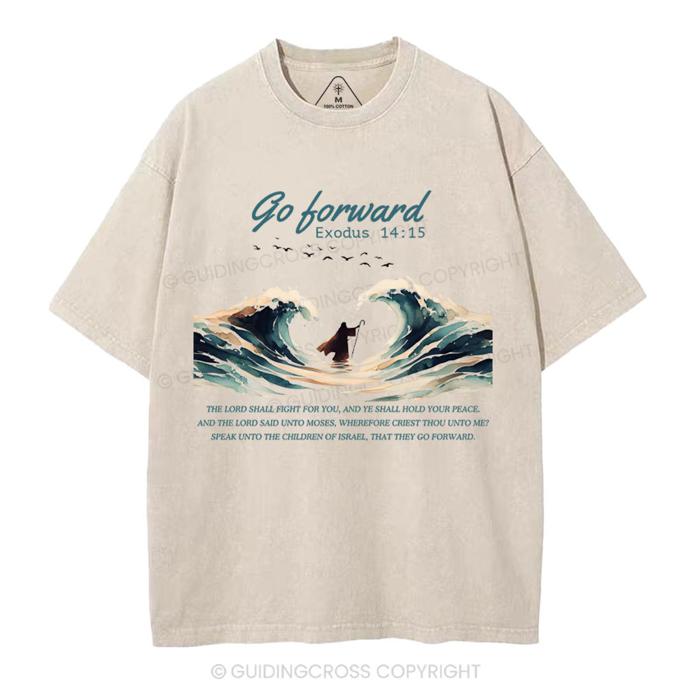 Go Forward Moses Christian Washed T-Shirt