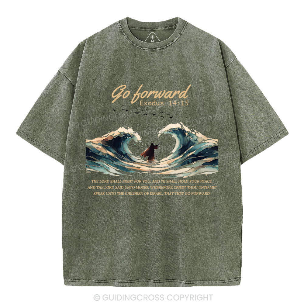 Go Forward Moses Christian Washed T-Shirt