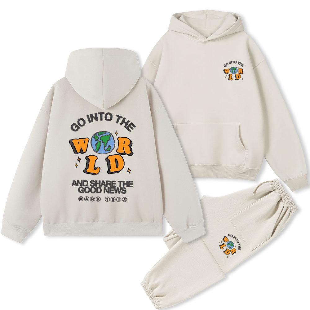 Go Into The World And Share The Good News Christian Premium Fleece Hoodie Set