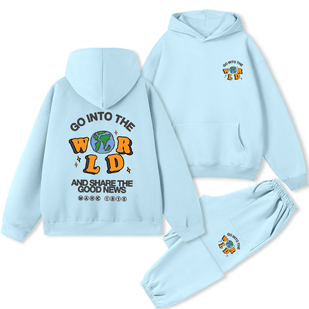 Go Into The World And Share The Good News Christian Premium Fleece Hoodie Set