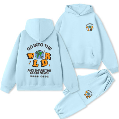 Go Into The World And Share The Good News Christian Premium Fleece Hoodie Set