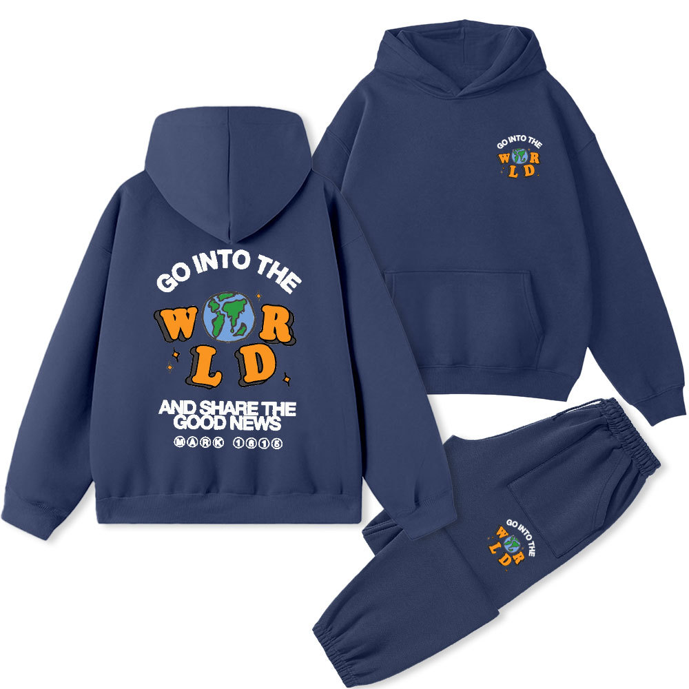Go Into The World And Share The Good News Christian Premium Fleece Hoodie Set