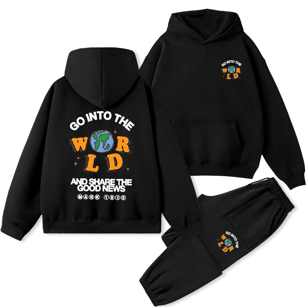Go Into The World And Share The Good News Christian Premium Fleece Hoodie Set