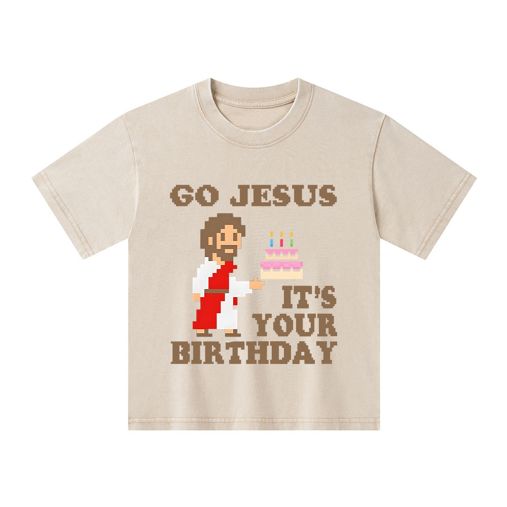 Go Jesus It's Your Birthday Christian Kid Washed T-Shirt
