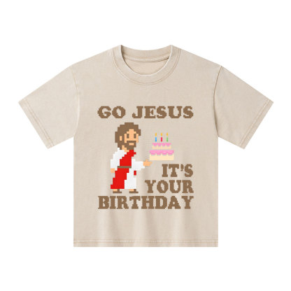 Go Jesus It's Your Birthday Christian Kid Washed T-Shirt